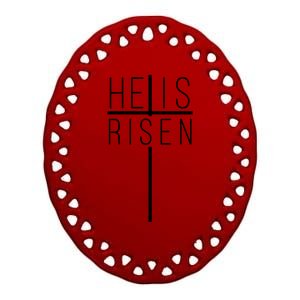 Hell Is Risen Cross Christianity Ceramic Oval Ornament