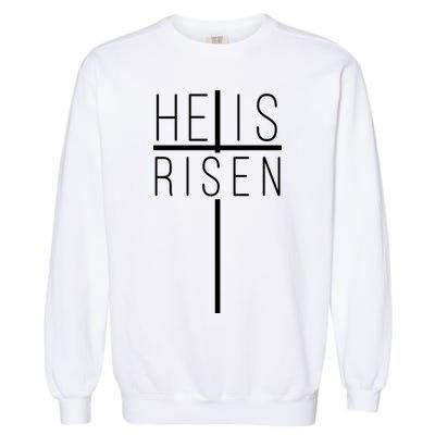 Hell Is Risen Cross Christianity Garment-Dyed Sweatshirt