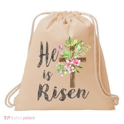 He Is Risen Jesus Christian Easter Floral Wreath Women Girls Drawstring Bag