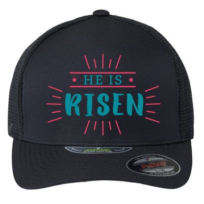 He Is Risen Easter Jesus Flexfit Unipanel Trucker Cap