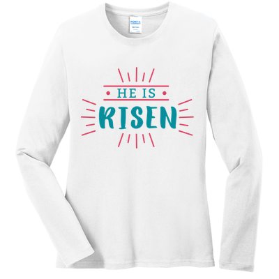 He Is Risen Easter Jesus Ladies Long Sleeve Shirt