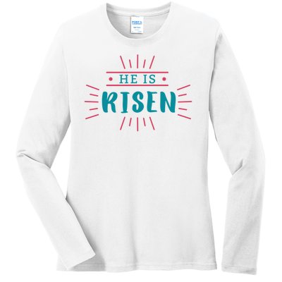 He Is Risen Easter Jesus Ladies Long Sleeve Shirt