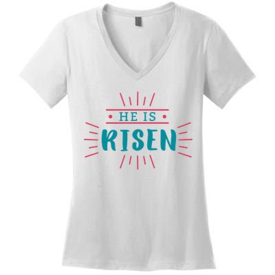 He Is Risen Easter Jesus Women's V-Neck T-Shirt