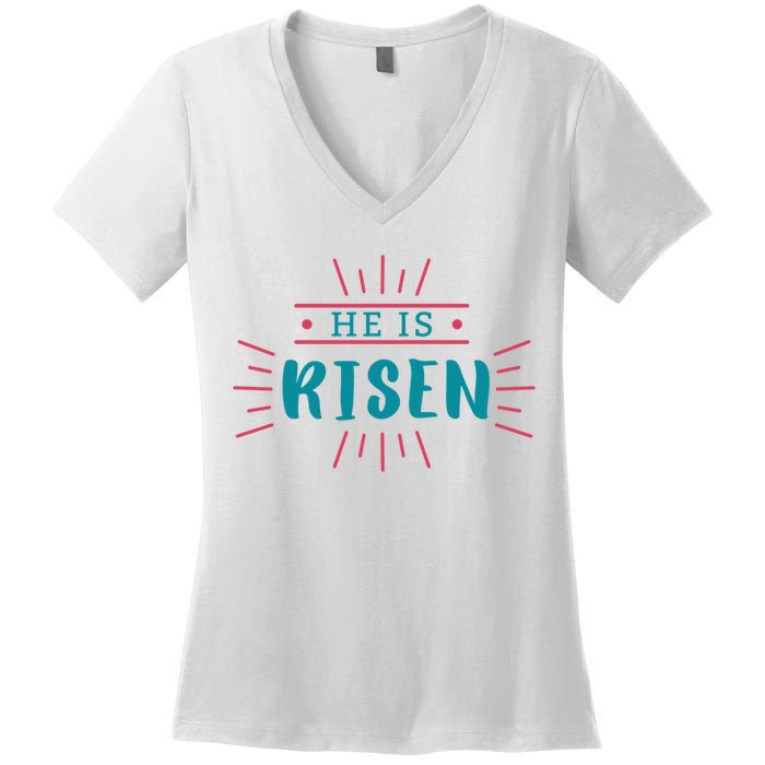 He Is Risen Easter Jesus Women's V-Neck T-Shirt