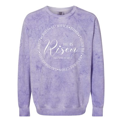 He Is Risen Matthew Easter Verse Colorblast Crewneck Sweatshirt