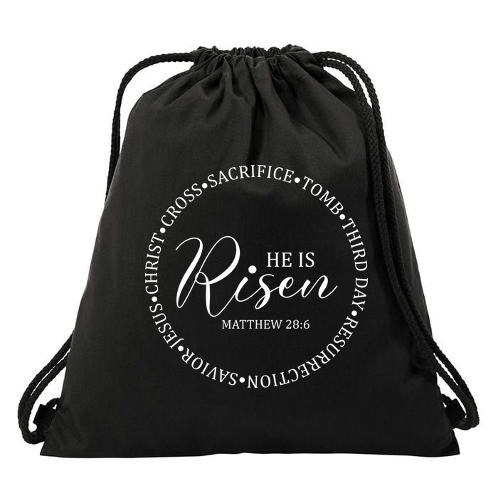 He Is Risen Matthew Easter Verse Drawstring Bag