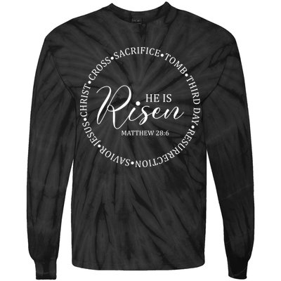 He Is Risen Matthew Easter Verse Tie-Dye Long Sleeve Shirt