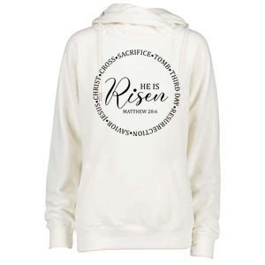 He Is Risen Matthew Easter Verse Womens Funnel Neck Pullover Hood