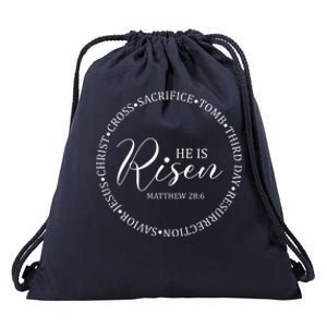 He Is Risen Matthew Easter Verse Drawstring Bag