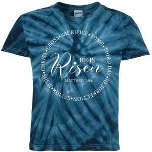 He Is Risen Matthew Easter Verse Kids Tie-Dye T-Shirt