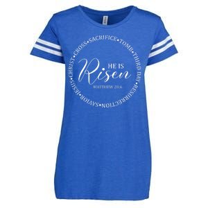 He Is Risen Matthew Easter Verse Enza Ladies Jersey Football T-Shirt