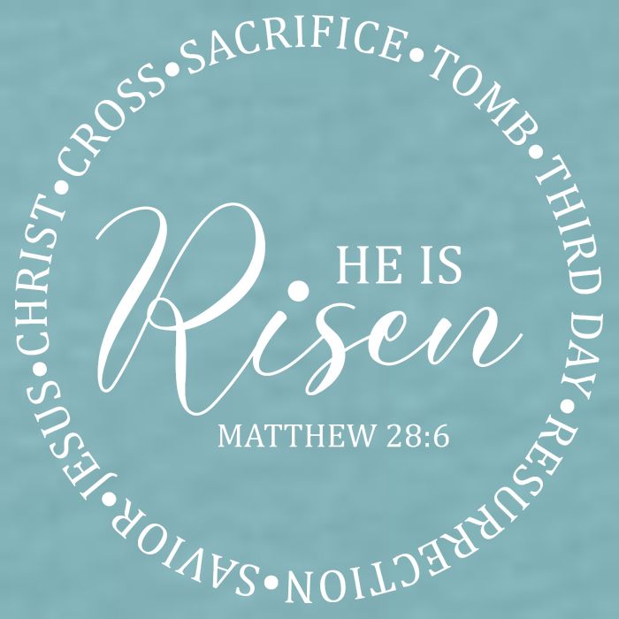 He Is Risen Matthew Easter Verse Sueded Cloud Jersey T-Shirt
