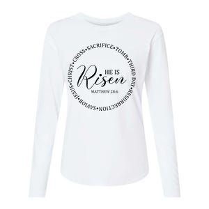 He Is Risen Matthew Easter Verse Womens Cotton Relaxed Long Sleeve T-Shirt