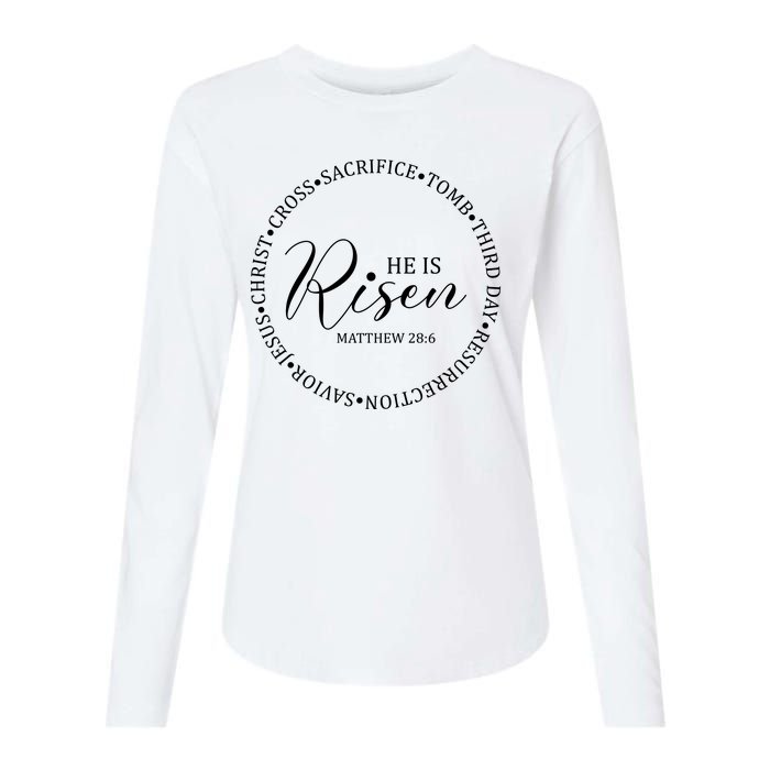 He Is Risen Matthew Easter Verse Womens Cotton Relaxed Long Sleeve T-Shirt