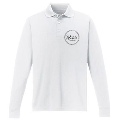 He Is Risen Matthew Easter Verse Performance Long Sleeve Polo