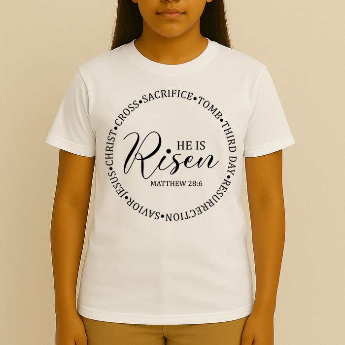 He Is Risen Matthew Easter Verse T-Shirt