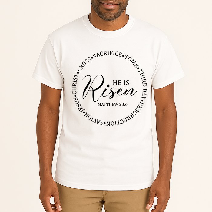 He Is Risen Matthew Easter Verse Tall T-Shirt