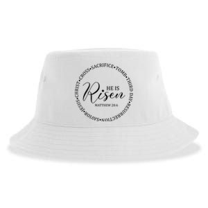 He Is Risen Matthew Easter Verse Sustainable Bucket Hat