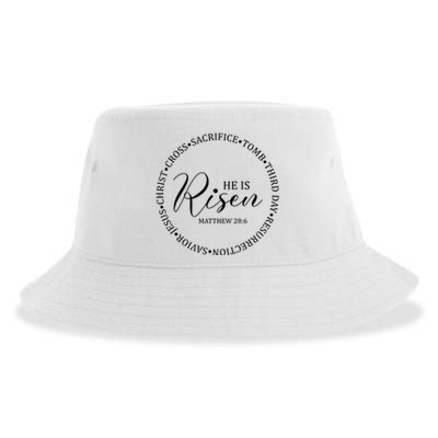 He Is Risen Matthew Easter Verse Sustainable Bucket Hat