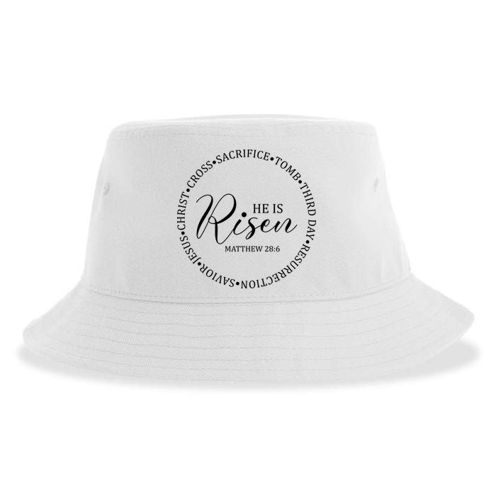 He Is Risen Matthew Easter Verse Sustainable Bucket Hat