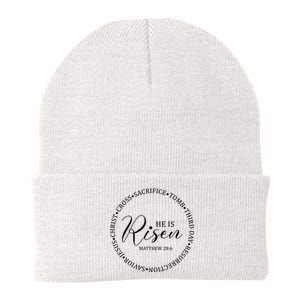 He Is Risen Matthew Easter Verse Knit Cap Winter Beanie