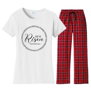 He Is Risen Matthew Easter Verse Women's Flannel Pajama Set