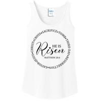 He Is Risen Matthew Easter Verse Ladies Essential Tank