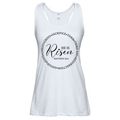 He Is Risen Matthew Easter Verse Ladies Essential Flowy Tank