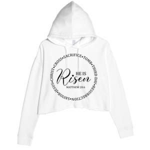 He Is Risen Matthew Easter Verse Crop Fleece Hoodie