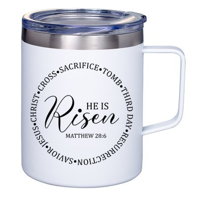 He Is Risen Matthew Easter Verse 12oz Stainless Steel Coffee Mug