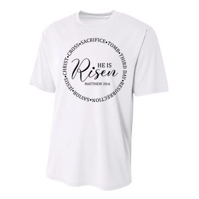 He Is Risen Matthew Easter Verse Performance Sprint T-Shirt