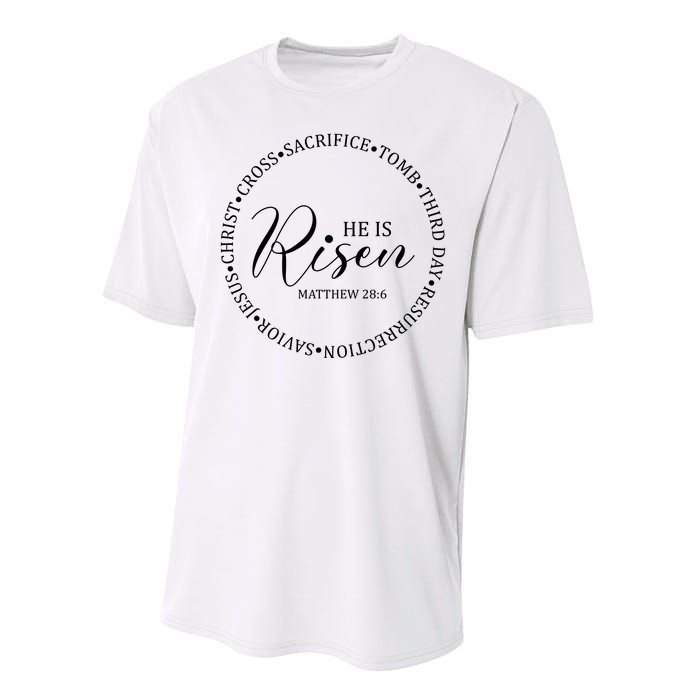 He Is Risen Matthew Easter Verse Performance Sprint T-Shirt