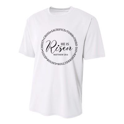 He Is Risen Matthew Easter Verse Youth Performance Sprint T-Shirt