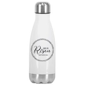 He Is Risen Matthew Easter Verse Stainless Steel Insulated Water Bottle