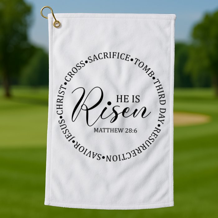 He Is Risen Matthew Easter Verse Golf Towel