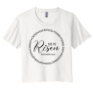 He Is Risen Matthew Easter Verse Women's Crop Top Tee