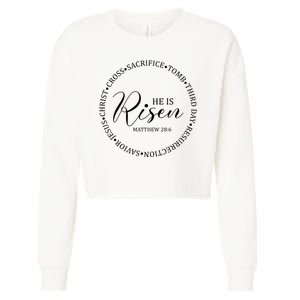 He Is Risen Matthew Easter Verse Cropped Pullover Crew