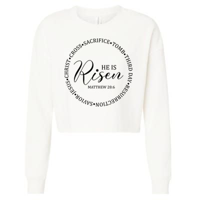 He Is Risen Matthew Easter Verse Cropped Pullover Crew