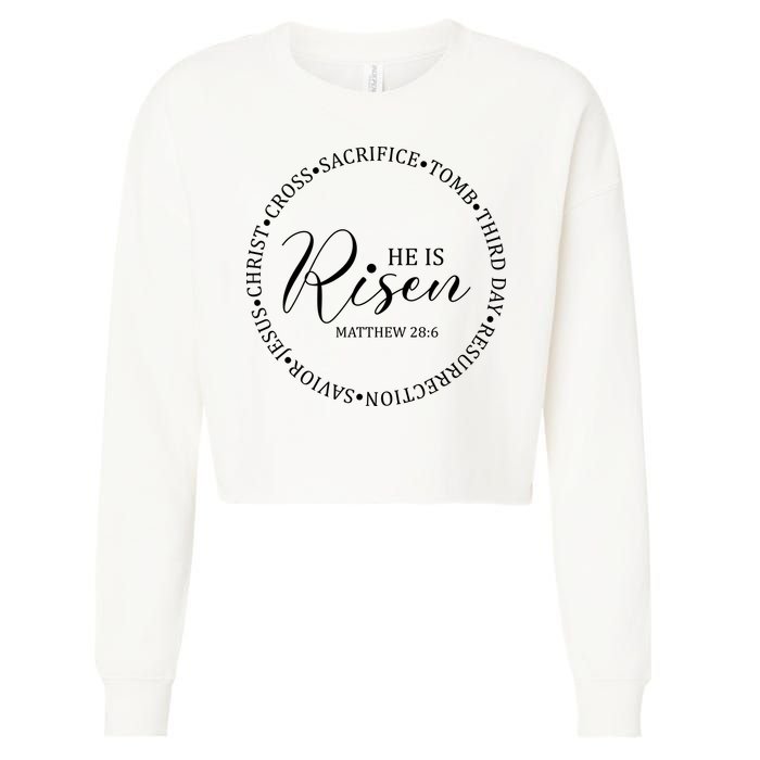 He Is Risen Matthew Easter Verse Cropped Pullover Crew