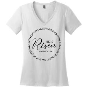 He Is Risen Matthew Easter Verse Women's V-Neck T-Shirt