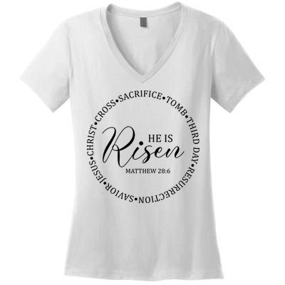 He Is Risen Matthew Easter Verse Women's V-Neck T-Shirt