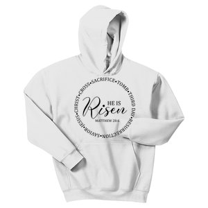 He Is Risen Matthew Easter Verse Kids Hoodie