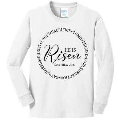 He Is Risen Matthew Easter Verse Kids Long Sleeve Shirt