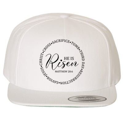 He Is Risen Matthew Easter Verse Wool Snapback Cap