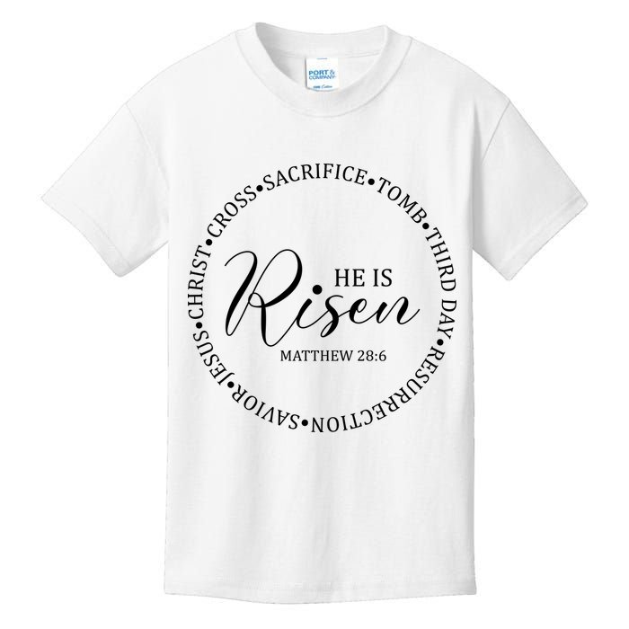 He Is Risen Matthew Easter Verse Kids T-Shirt