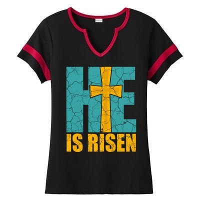 He Is Risen Jesus Christ Christian Ladies Halftime Notch Neck Tee