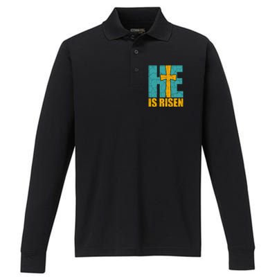 He Is Risen Jesus Christ Christian Performance Long Sleeve Polo