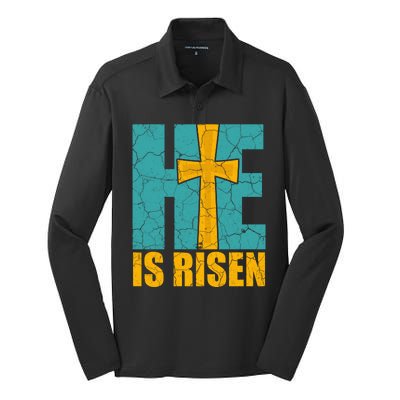 He Is Risen Jesus Christ Christian Silk Touch Performance Long Sleeve Polo