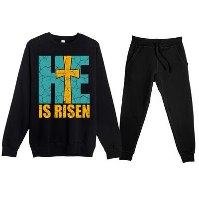 He Is Risen Jesus Christ Christian Premium Crewneck Sweatsuit Set