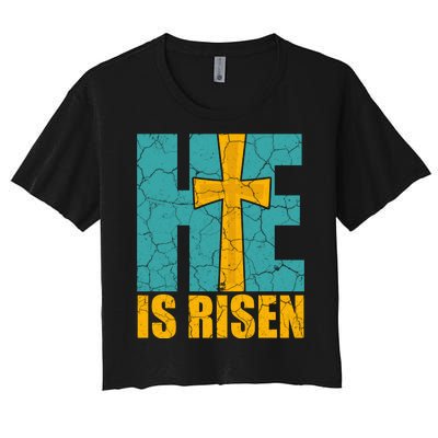 He Is Risen Jesus Christ Christian Women's Crop Top Tee